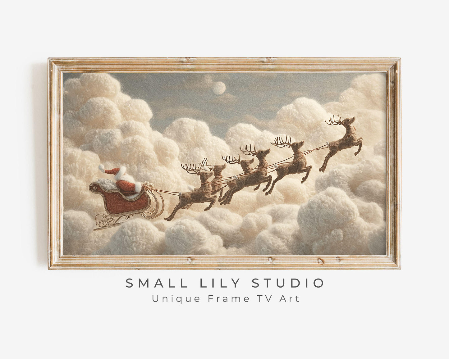 FRAME TV art Santa and Reindeer Felt Style, Samsung Frame TV art Cute Christmas Picture for Kids | TV1012