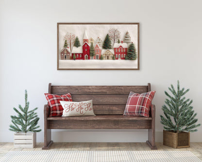 FRAME TV art Christmas Village Felt Style, Samsung Frame TV art Cute Winter Holiday Picture for kids | TV981