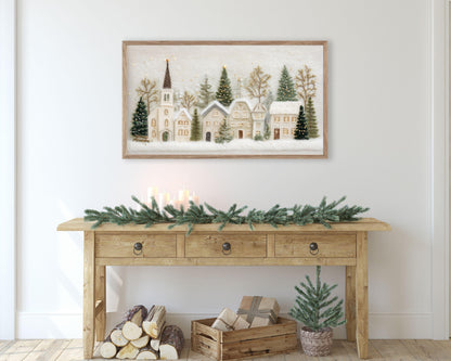 FRAME TV art Christmas Village Felt Style, Samsung Frame TV art Cute Winter Holiday Picture for kids | TV982