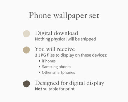 Halloween Phone Wallpaper Set of 2, Cute Ghost iPhone Wallpapers, Spooky Samsung Galaxy Phone Background, Vintage Style Art | WPB001