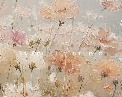 Fall Flowers Phone Wallpaper Set of 2, Floral Landscape iPhone Wallpapers, Vintage Style Samsung Galaxy Phone Background | WPB002