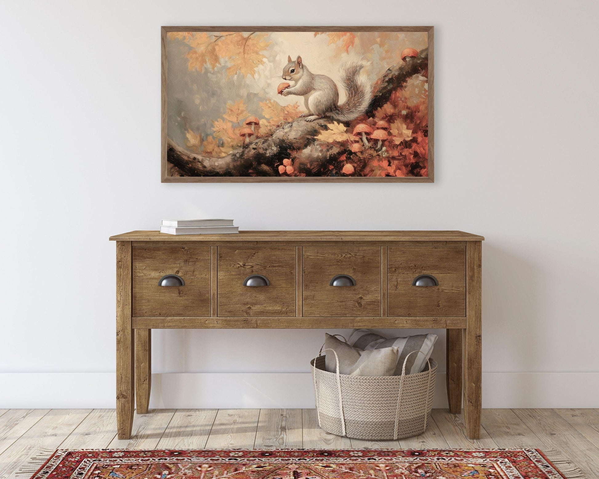 Squirrel and Mushrooms Fall Frame TV Art