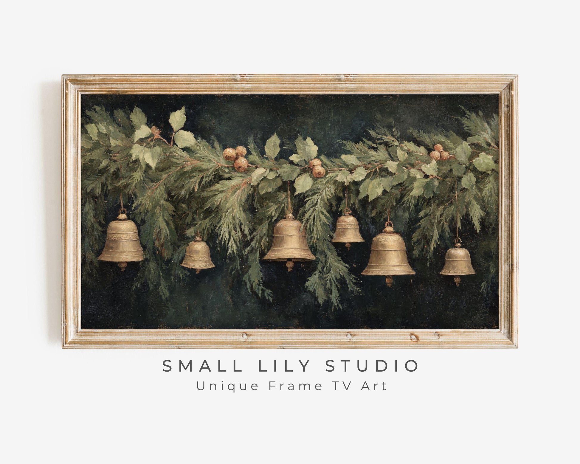 FRAME TV art Christmas Bells, Samsung Frame TV art Holidays Moody Vintage Style Painting | TV1017