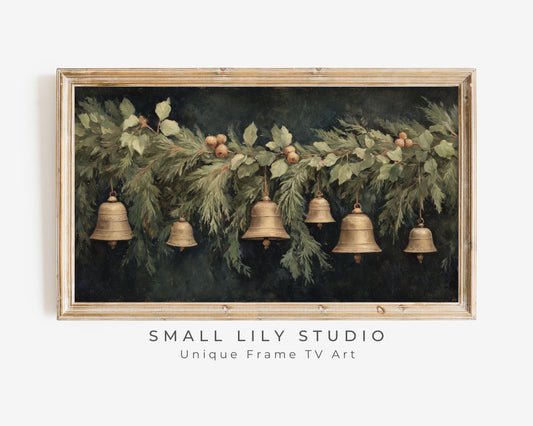 FRAME TV art Christmas Bells, Samsung Frame TV art Holidays Moody Vintage Style Painting | TV1017