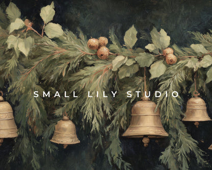 FRAME TV art Christmas Bells, Samsung Frame TV art Holidays Moody Vintage Style Painting | TV1017