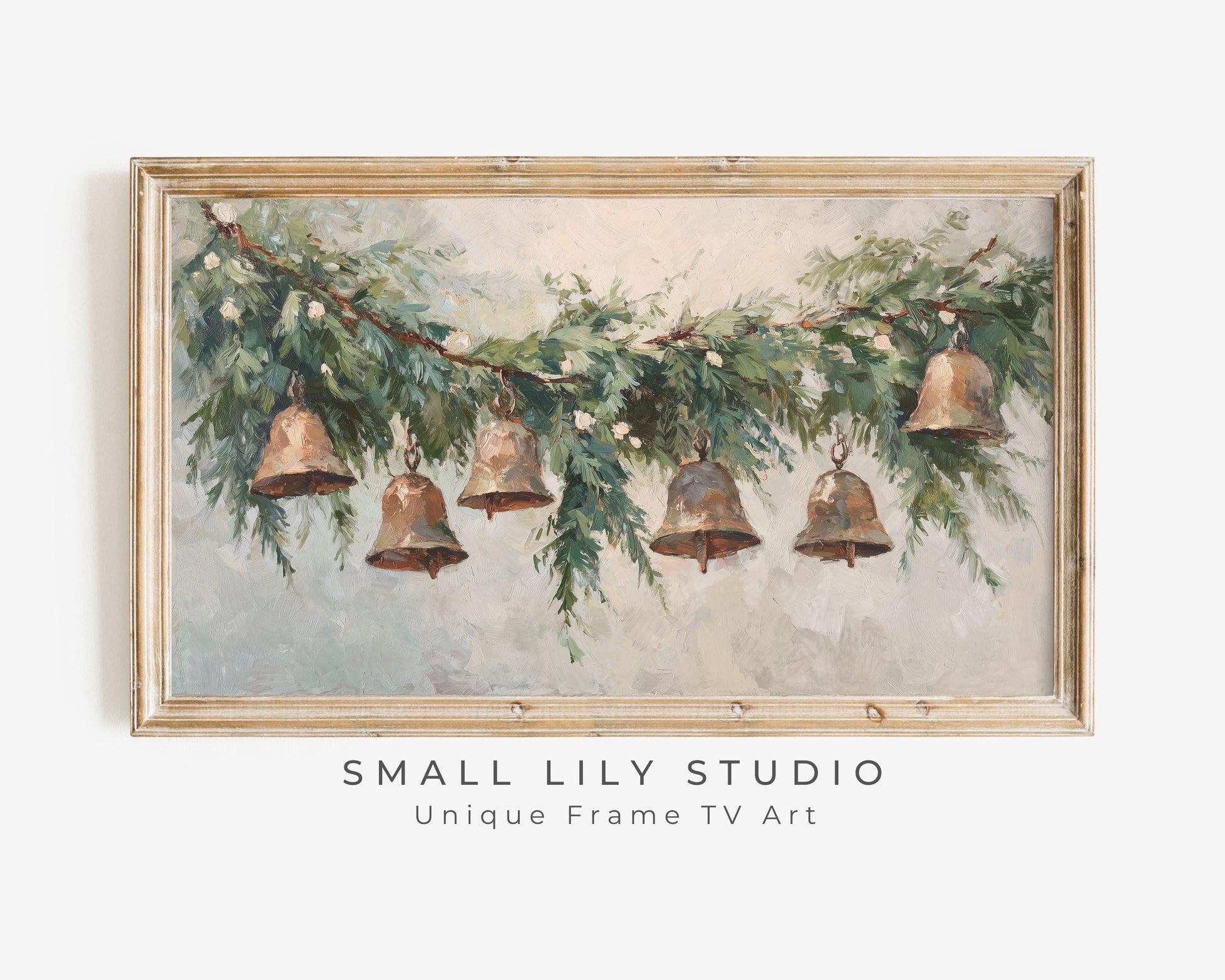 FRAME TV art Christmas Bells, Samsung Frame TV art Holiday Season Vintage Style Painting | TV1018