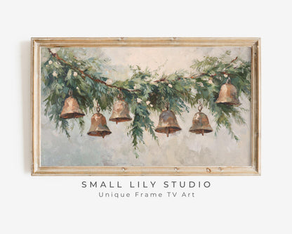 FRAME TV art Christmas Bells, Samsung Frame TV art Holiday Season Vintage Style Painting | TV1018