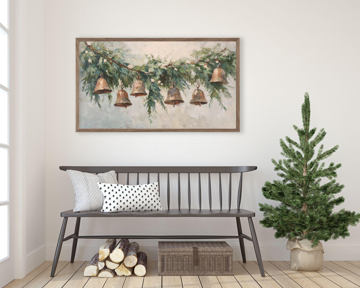 FRAME TV art Christmas Bells, Samsung Frame TV art Holiday Season Vintage Style Painting | TV1018