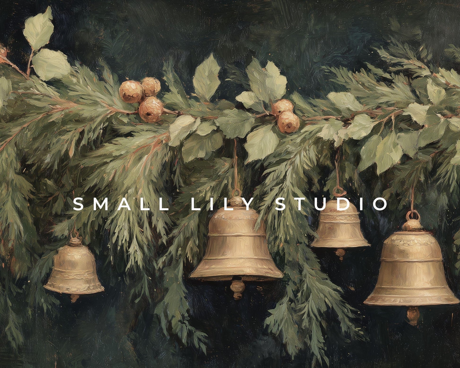 Christmas Bells Desktop Wallpaper Set, Holiday Season Phone Wallpaper, Moody Festive iPhone Wallpaper, Aesthetic iPad Background | WS139