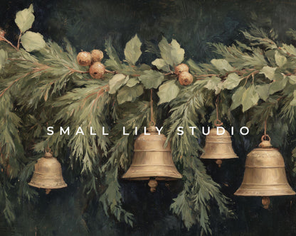 Christmas Bells Desktop Wallpaper Set, Holiday Season Phone Wallpaper, Moody Festive iPhone Wallpaper, Aesthetic iPad Background | WS139