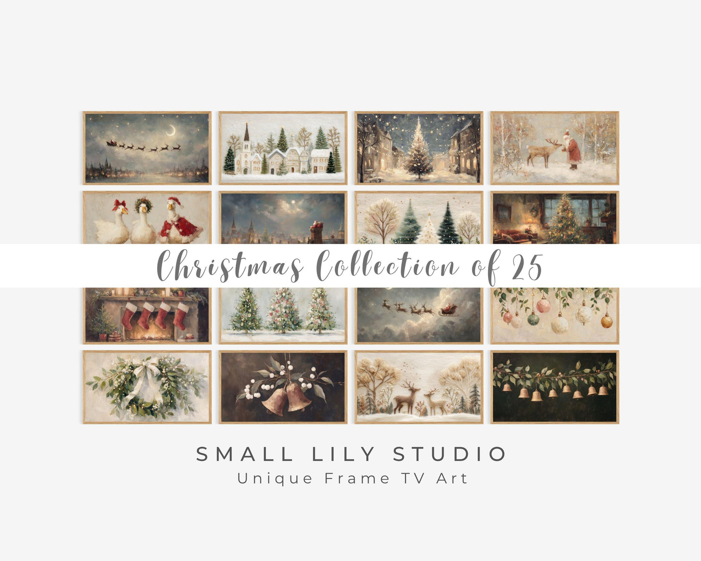 Christmas FRAME TV Art BUNDLE of 25, Samsung Frame tv art Christmas Countdown Advent, Vintage Style Nostalgic Holiday Screensaver | TV1028