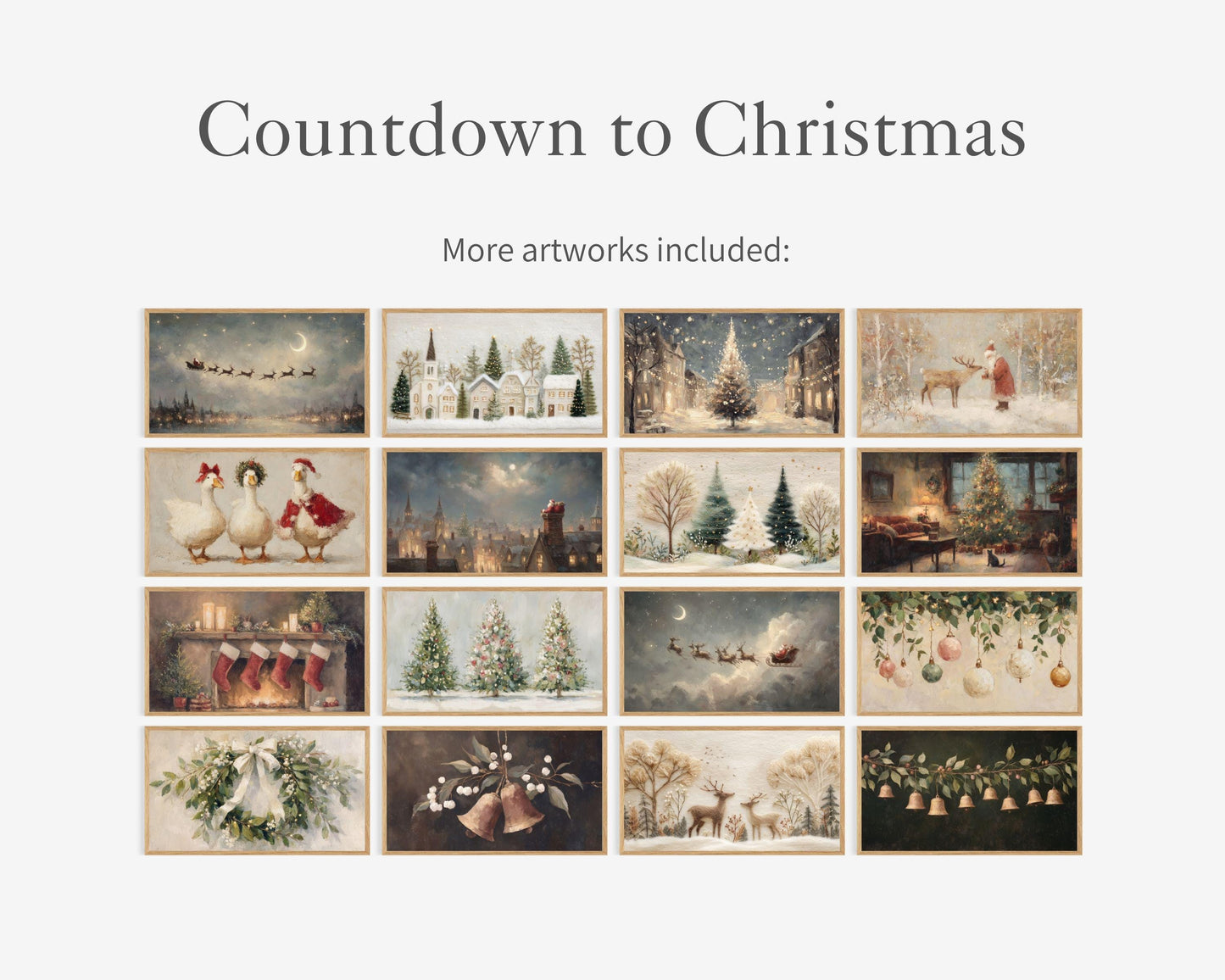 Christmas FRAME TV Art BUNDLE of 25, Samsung Frame tv art Christmas Countdown Advent, Vintage Style Nostalgic Holiday Screensaver | TV1028