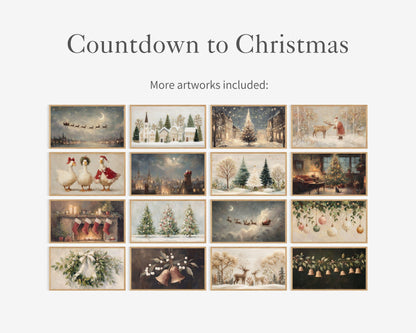 Christmas FRAME TV Art BUNDLE of 25, Samsung Frame tv art Christmas Countdown Advent, Vintage Style Nostalgic Holiday Screensaver | TV1028