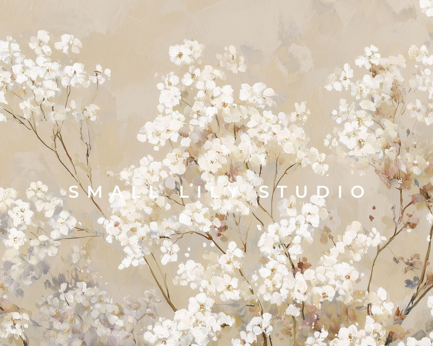 FRAME TV art Neutral Fall Florals, Samsung Frame TV art Vintage Style Painting White Flowers | TV998