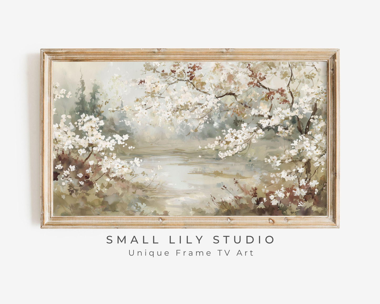 FRAME TV art Floral Landscape, Samsung Frame TV art Vintage Watercolor Style Painting Spring Blossoms | TV999