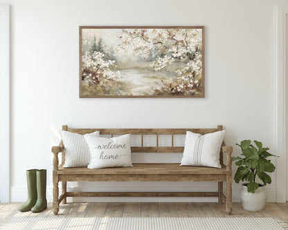 FRAME TV art Floral Landscape, Samsung Frame TV art Vintage Watercolor Style Painting Spring Blossoms | TV999