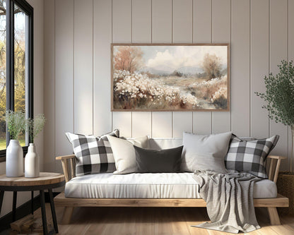 FRAME TV art Fall Floral Landscape, Samsung Frame TV art Vintage Watercolor Style Neutral Painting | TV1000