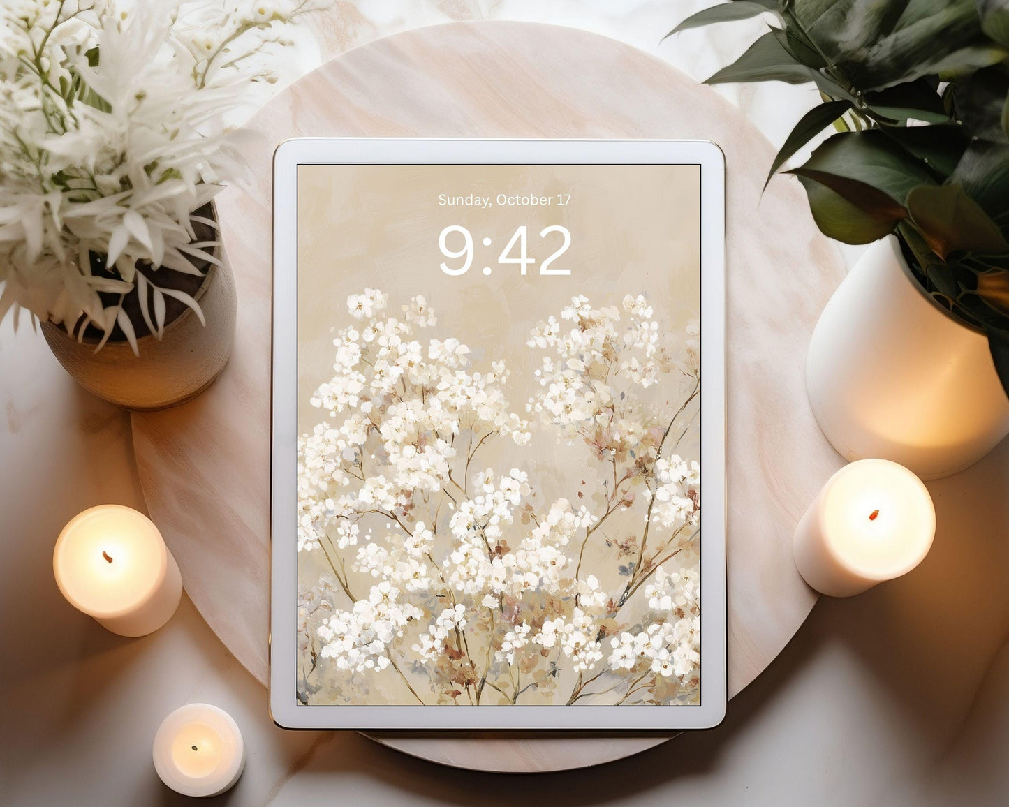 White Floral iPad Wallpaper