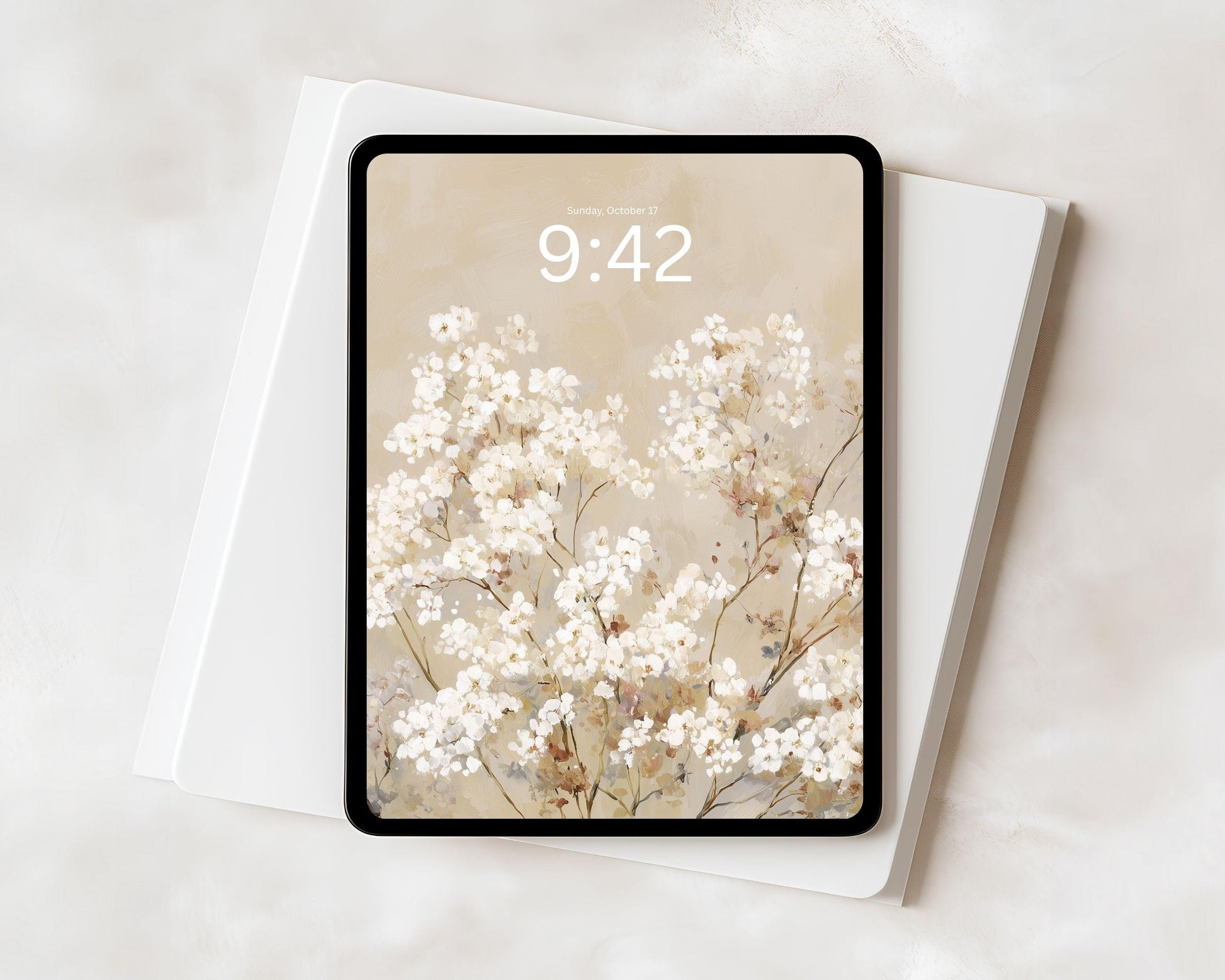 White Floral iPad Wallpaper