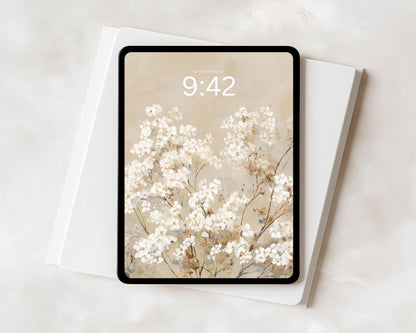 White Floral iPad Wallpaper