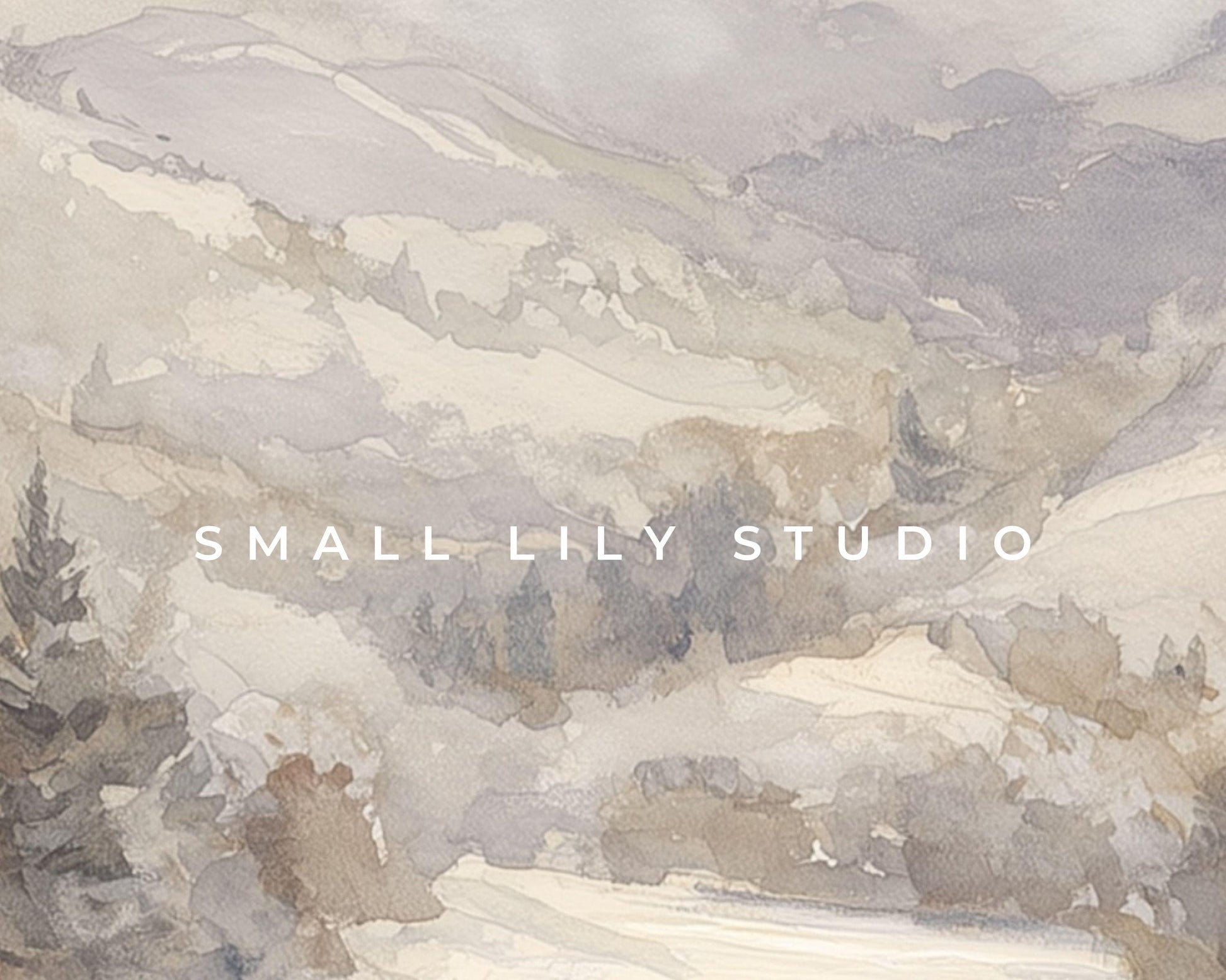 Watercolor Winter Landscape Phone Wallpaper, Neutral iPhone Wallpaper, Vintage Style Samsung Galaxy Phone Background | WP130