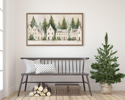 FRAME TV art White Christmas Houses, Samsung Frame TV art Winter Holiday Vintage Style Painting | TV1030