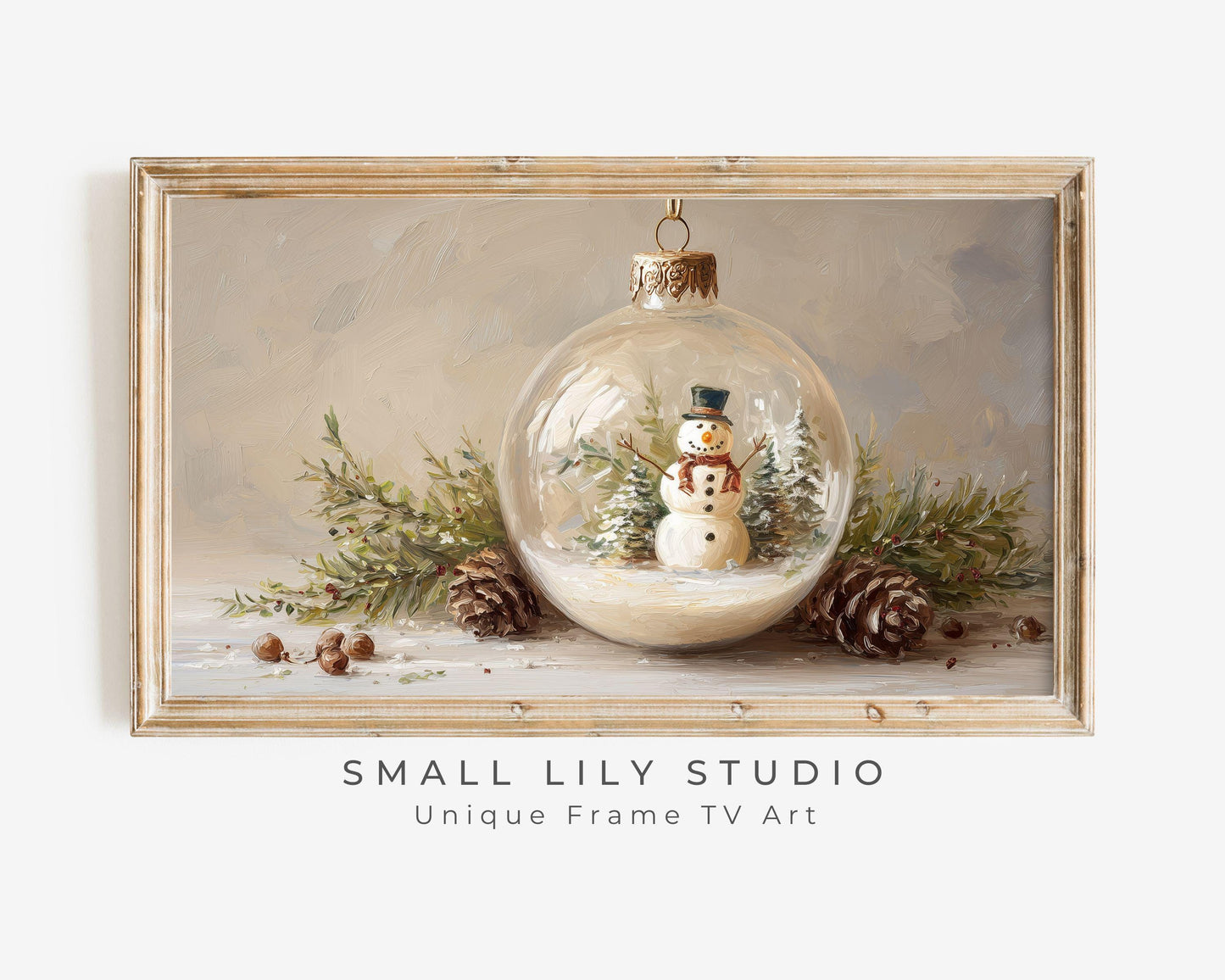FRAME TV art Snowman Ornament, Christmas Samsung Frame TV art Cute Winter Holiday Vintage Style Painting | TV1035