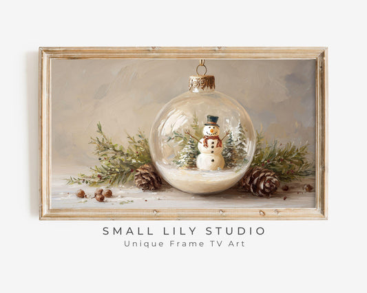 FRAME TV art Snowman Ornament, Christmas Samsung Frame TV art Cute Winter Holiday Vintage Style Painting | TV1035