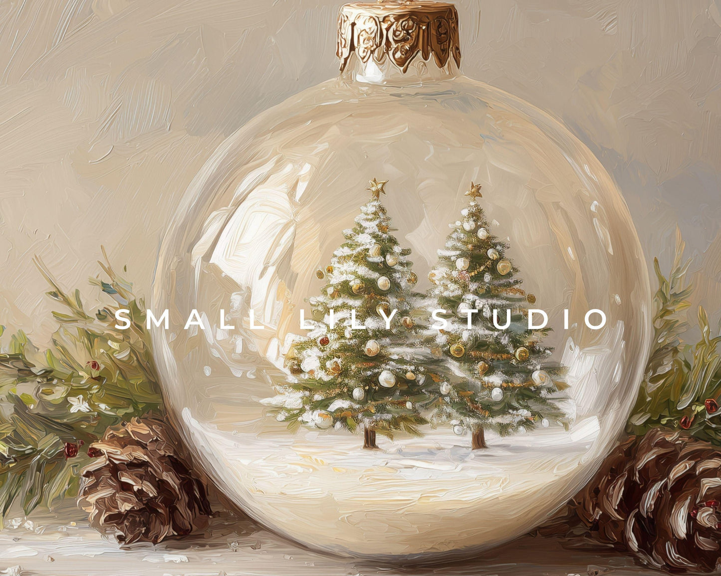 FRAME TV art Christmas Trees Ornament, Christmas Samsung Frame TV art Cute Winter Holiday Vintage Style Painting | TV1037