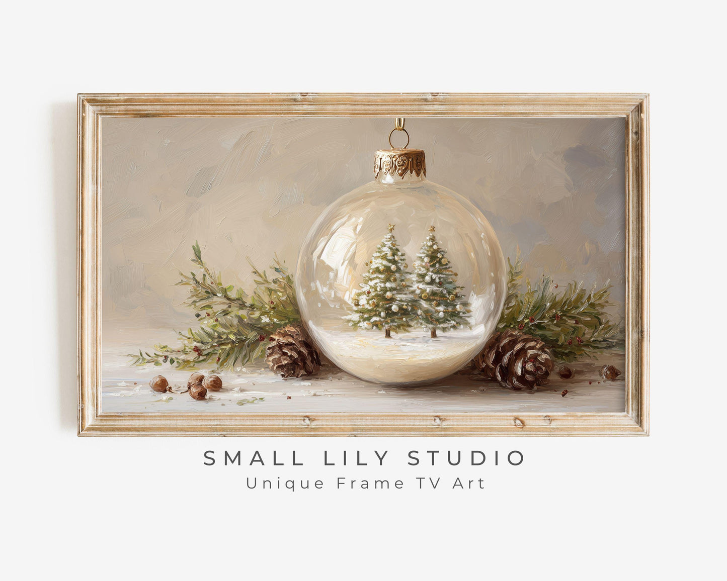 FRAME TV art Christmas Trees Ornament, Christmas Samsung Frame TV art Cute Winter Holiday Vintage Style Painting | TV1037