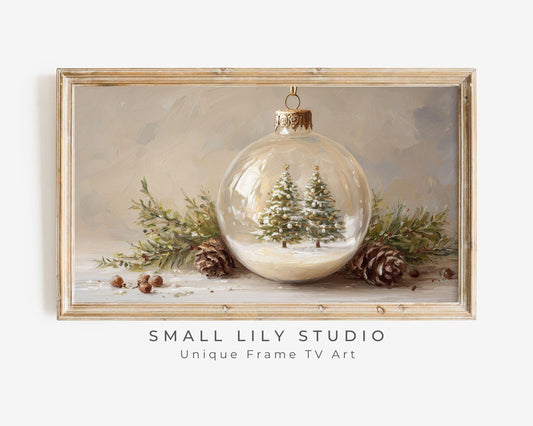 FRAME TV art Christmas Trees Ornament, Christmas Samsung Frame TV art Cute Winter Holiday Vintage Style Painting | TV1037