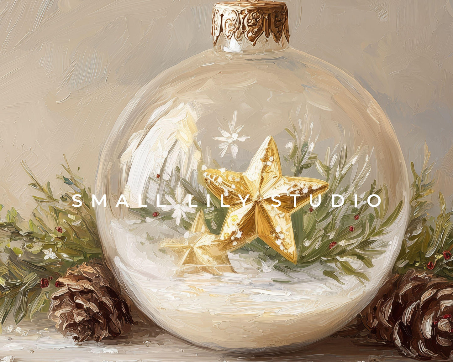 FRAME TV art Gold Star Ornament, Christmas Samsung Frame TV art Cute Winter Holiday Vintage Style Painting | TV1039