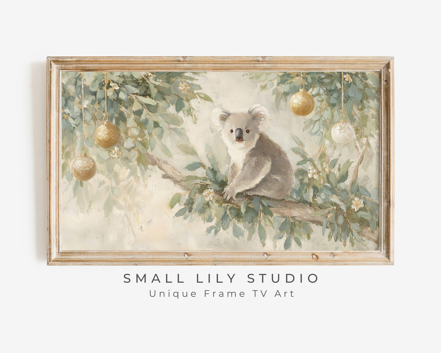 FRAME TV art Christmas Koala, Samsung Frame TV art Australian Christmas Cute Animal Vintage Style Painting | TV1006