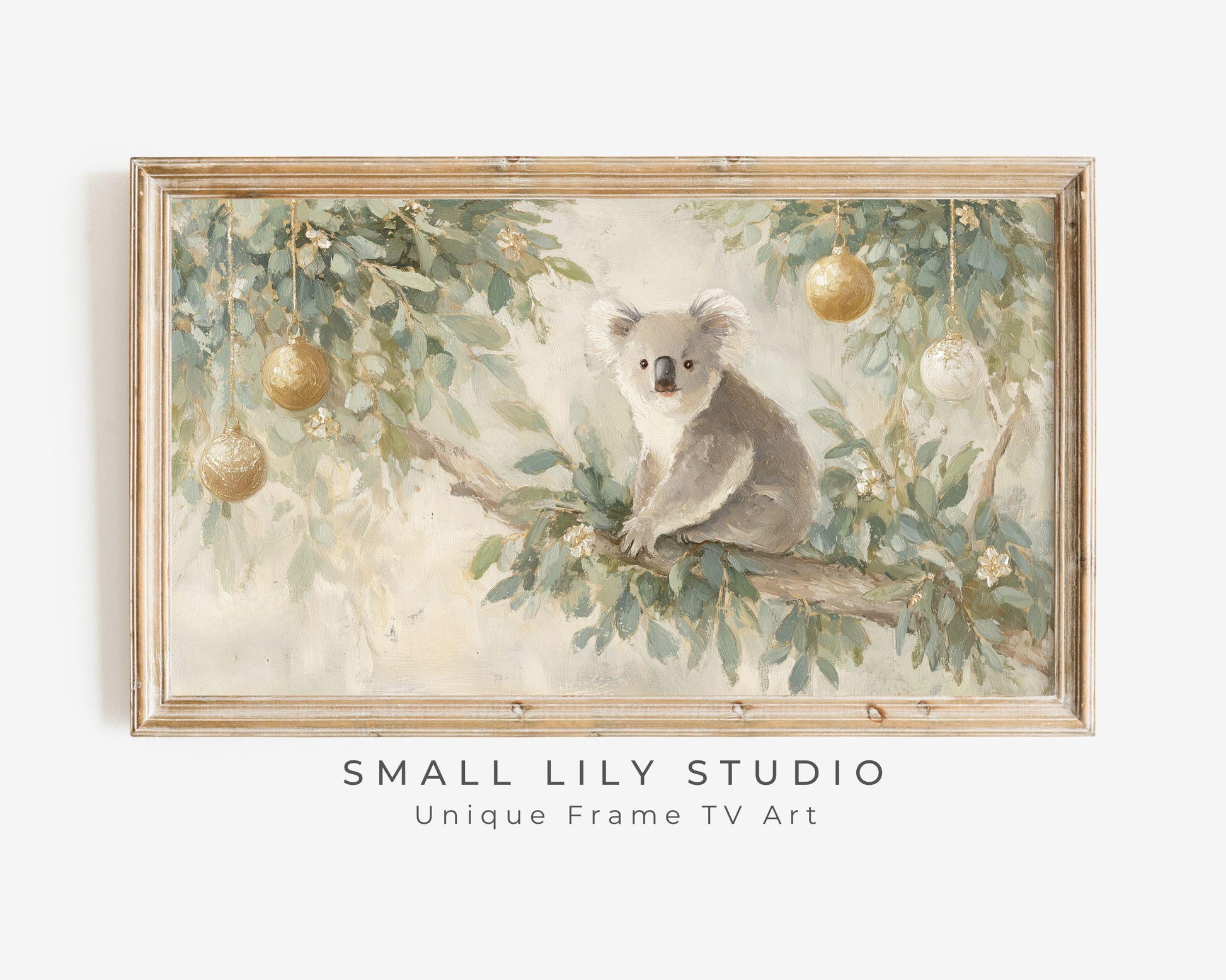FRAME TV art Christmas Koala, Samsung Frame TV art Australian Christmas Cute Animal Vintage Style Painting | TV1006