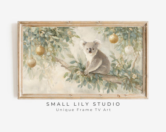FRAME TV art Christmas Koala, Samsung Frame TV art Australian Christmas Cute Animal Vintage Style Painting | TV1006