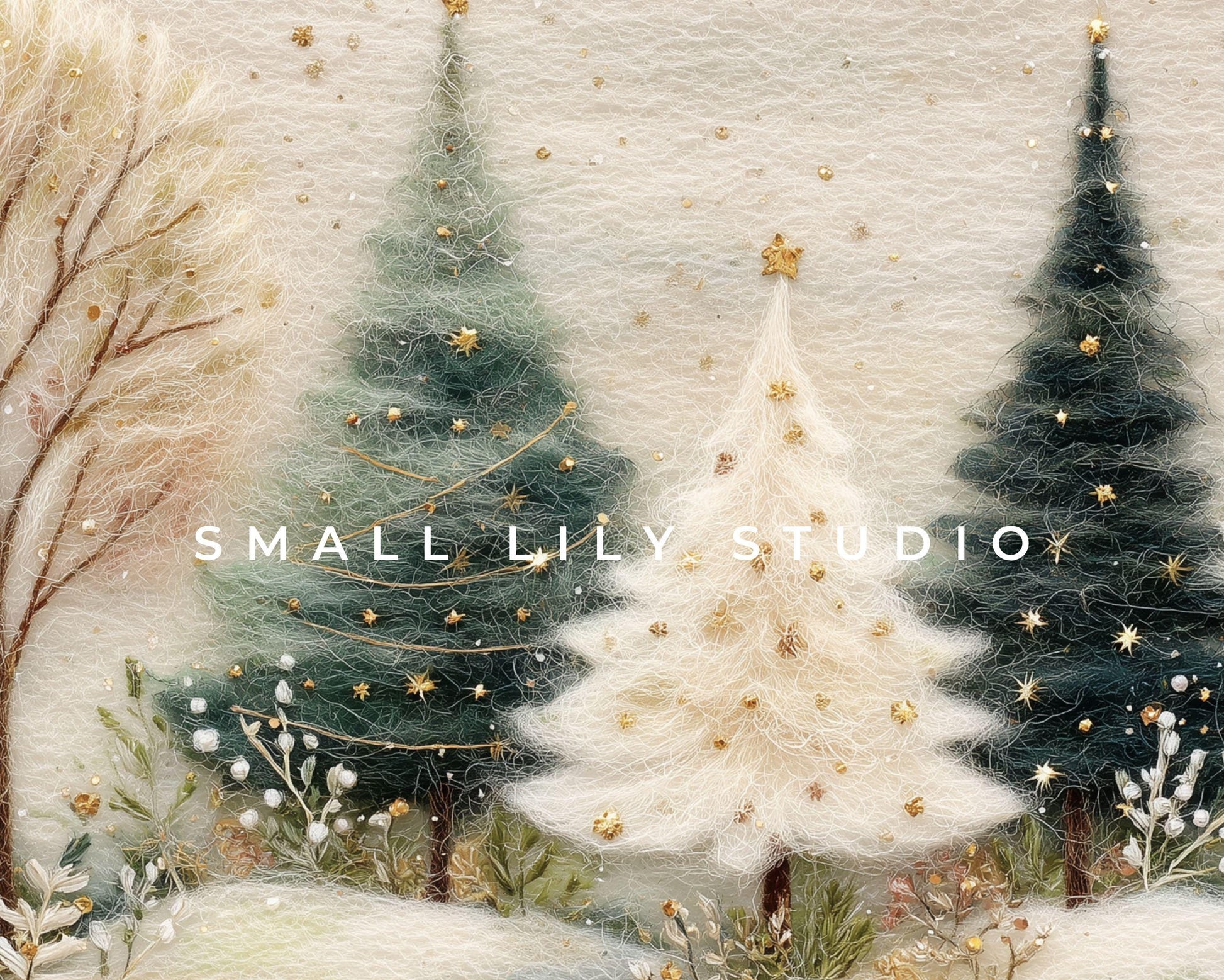 FRAME TV art Felt Style Christmas Tree Forest, Samsung Frame TV Cute Holiday art for kids | TV1008