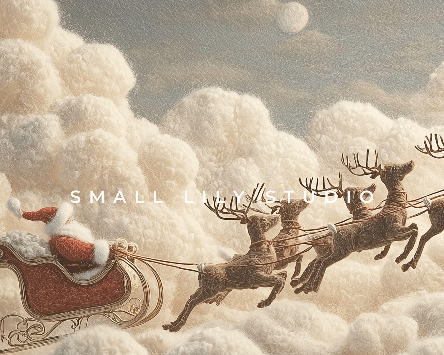 FRAME TV art Santa and Reindeer Felt Style, Samsung Frame TV art Cute Christmas Picture for Kids | TV1012