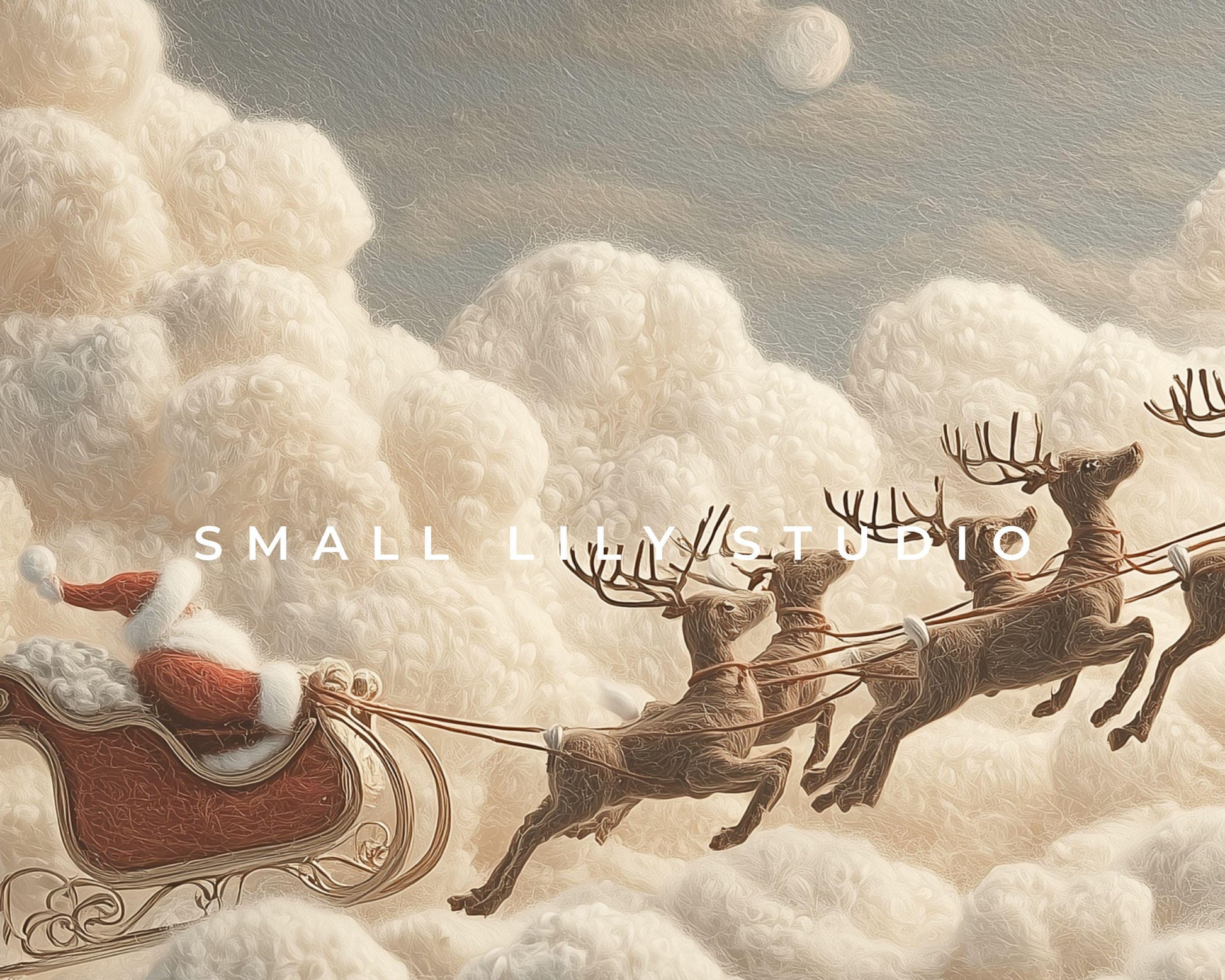 FRAME TV art Santa and Reindeer Felt Style, Samsung Frame TV art Cute Christmas Picture for Kids | TV1012