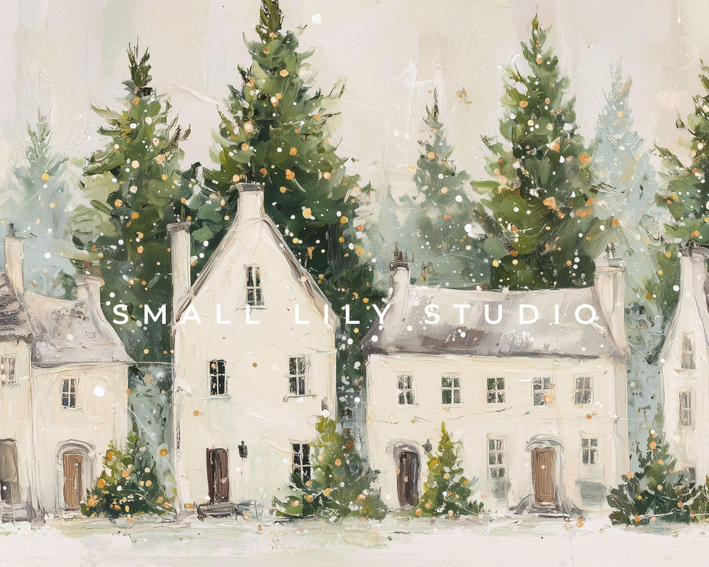 Christmas Houses Desktop Wallpaper Set, Holiday Phone Wallpaper, Winter iPhone Wallpaper, iPad Background Cute Picture | WS144