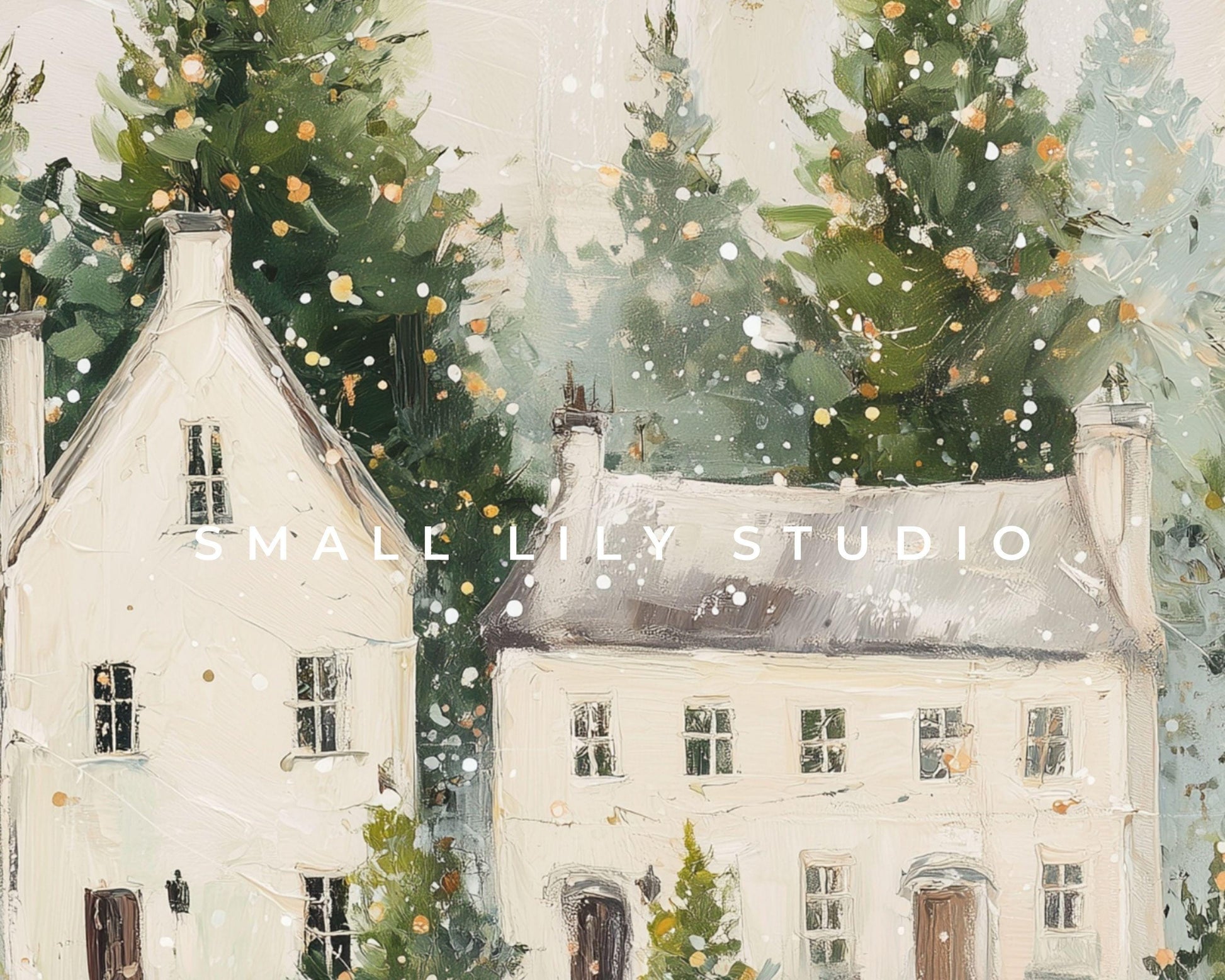 Christmas Houses iPad Wallpaper, Holiday iPad Background, Winter Tablet Wallpaper, Cute Whimsical Picture | WT144