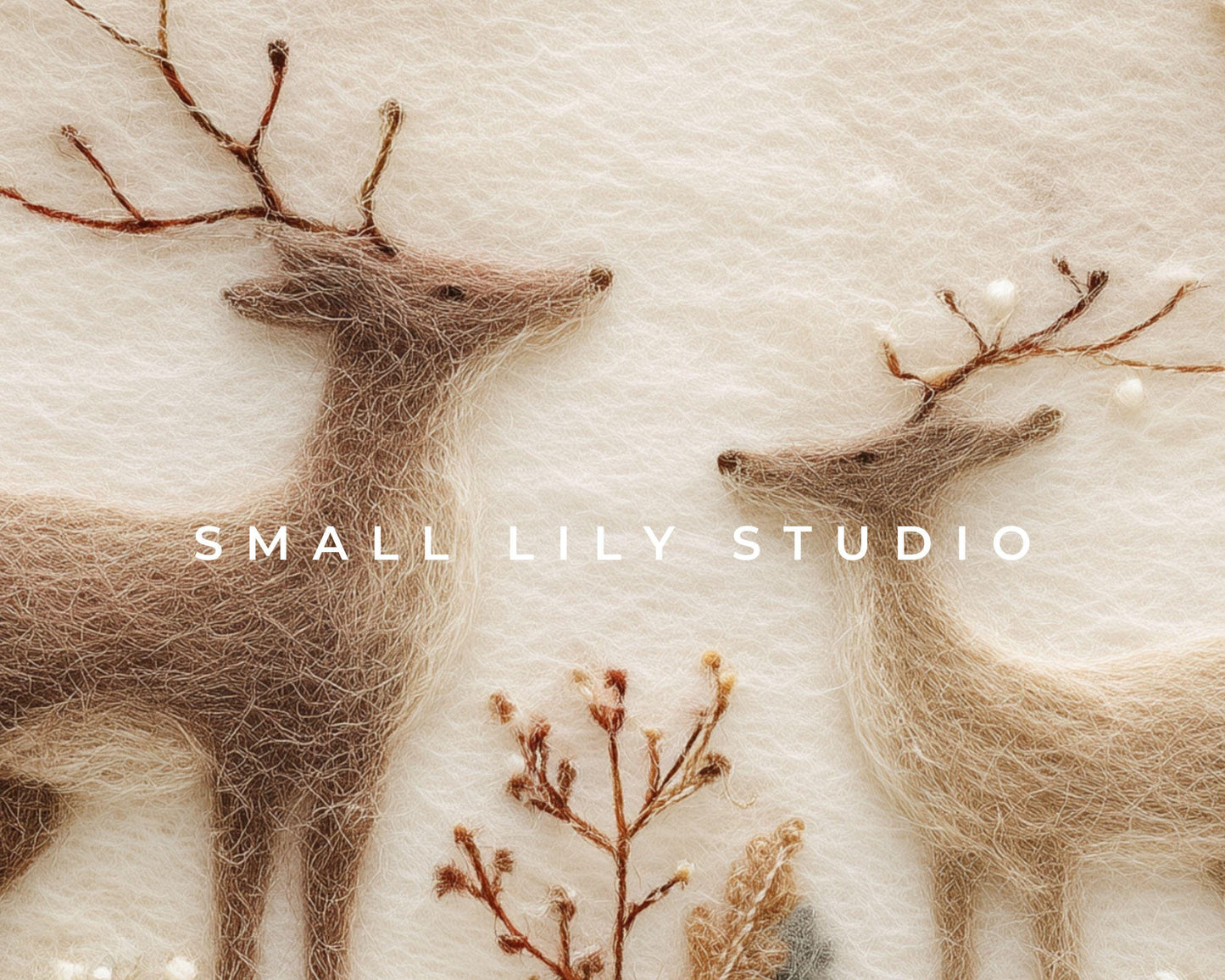 Deer Felt Style Phone Wallpaper, Holidays iPhone Wallpaper, Cute Winter Samsung Galaxy Phone Background | WP134