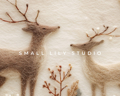 Deer Felt Style Phone Wallpaper, Holidays iPhone Wallpaper, Cute Winter Samsung Galaxy Phone Background | WP134