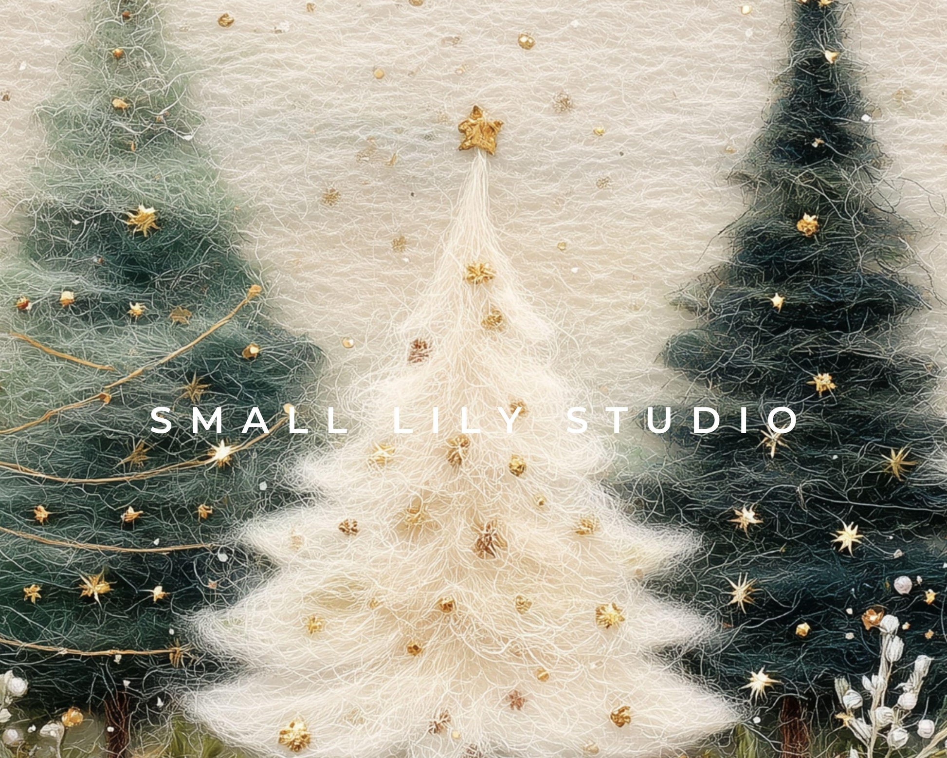 Christmas Trees iPad Wallpaper, Felt Style iPad Background, Cute Aesthetic Tablet Wallpaper | WT132