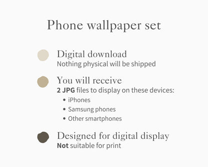 Fall Flowers Phone Wallpaper Set of 2, Floral Landscape iPhone Wallpapers, Vintage Style Samsung Galaxy Phone Background | WPB002