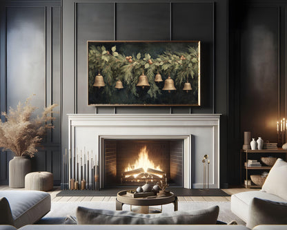 FRAME TV art Christmas Bells, Samsung Frame TV art Holidays Moody Vintage Style Painting | TV1017