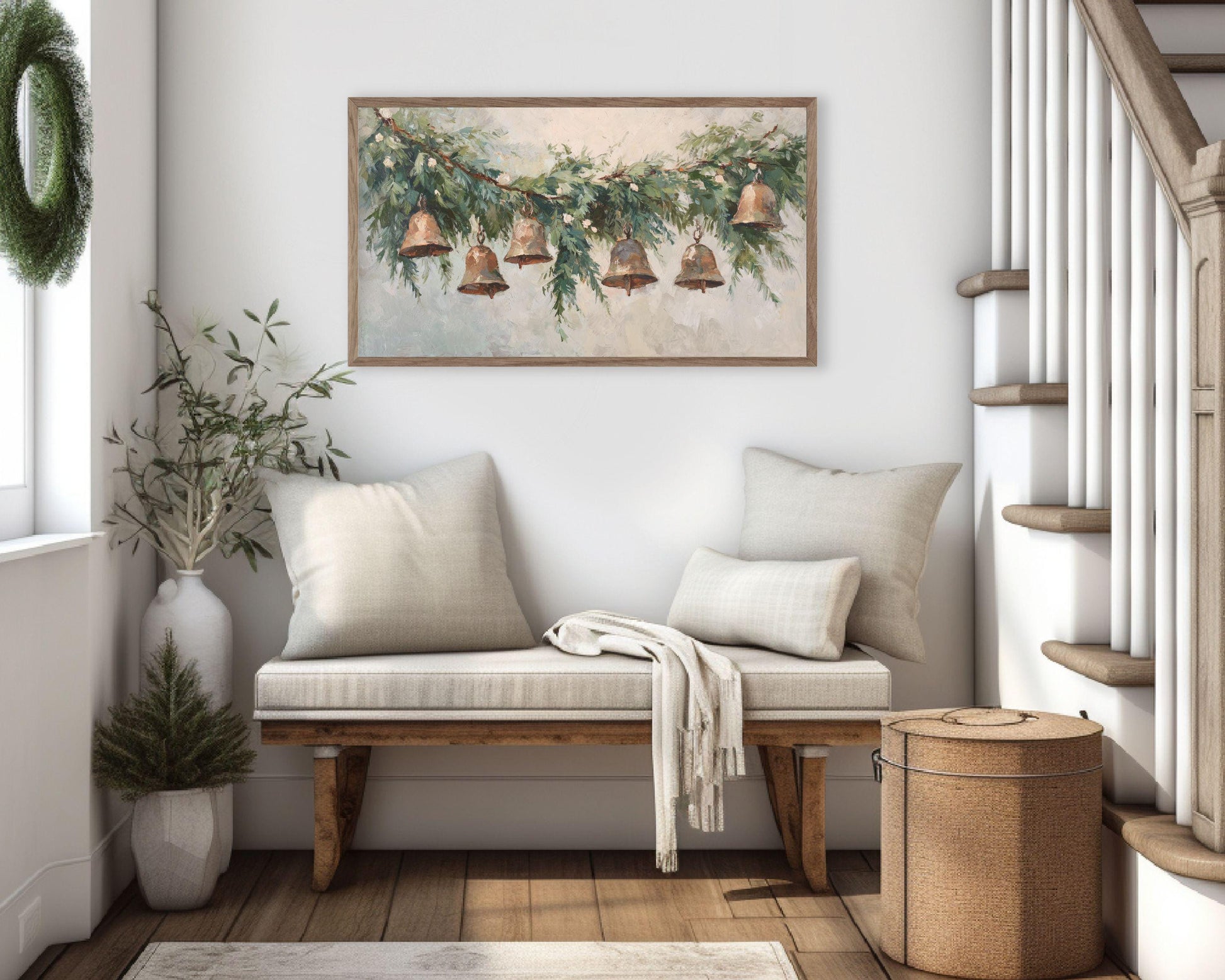 FRAME TV art Christmas Bells, Samsung Frame TV art Holiday Season Vintage Style Painting | TV1018