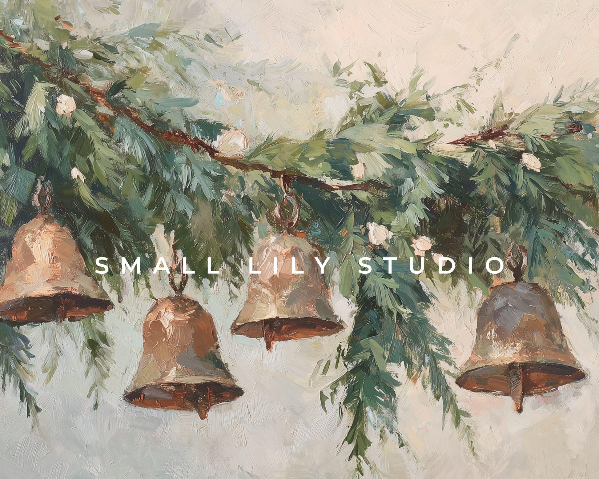 FRAME TV art Christmas Bells, Samsung Frame TV art Holiday Season Vintage Style Painting | TV1018