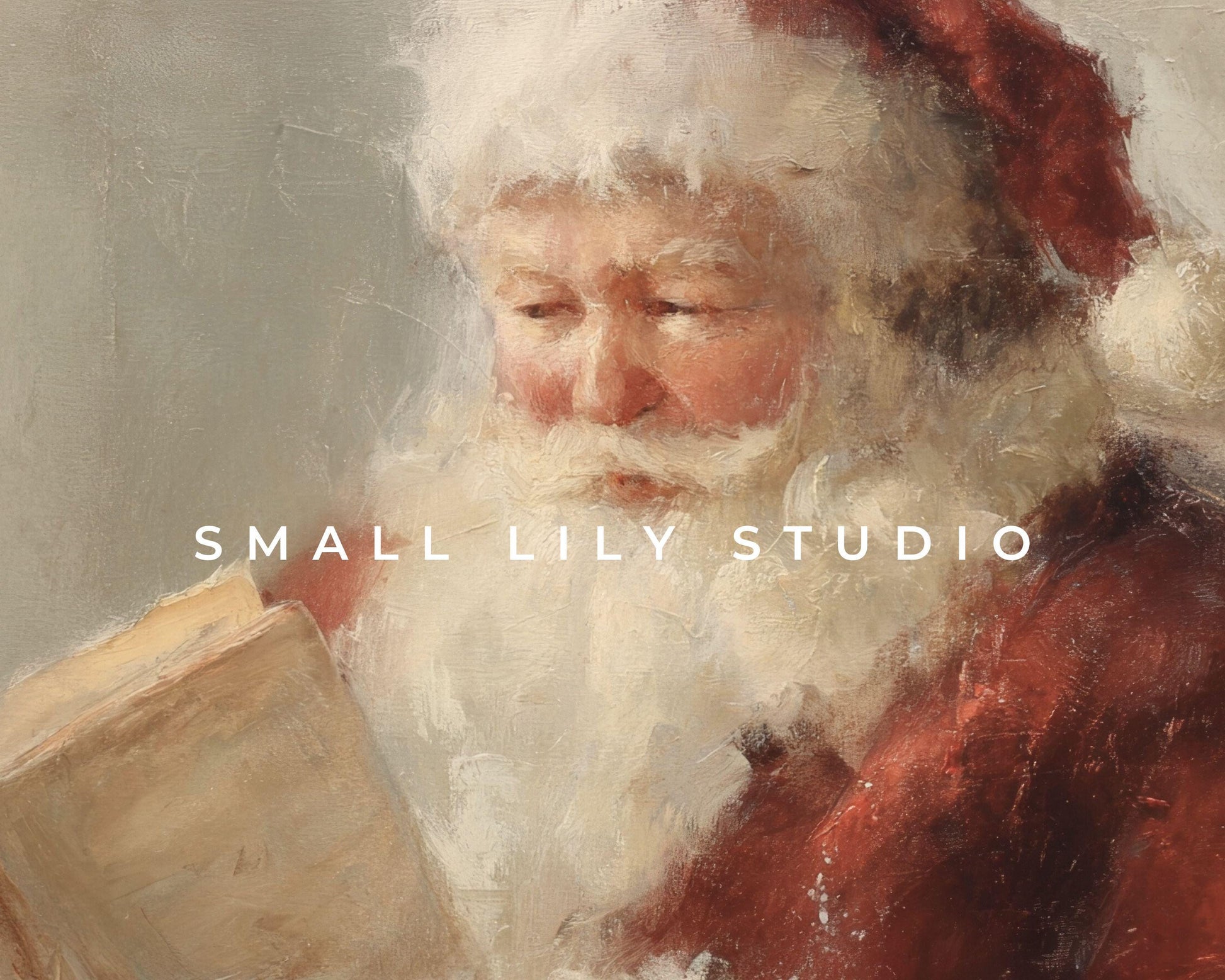 FRAME TV art Santa Reading a Book, Samsung Frame TV art Cozy Christmas Vintage Style Painting | TV1040