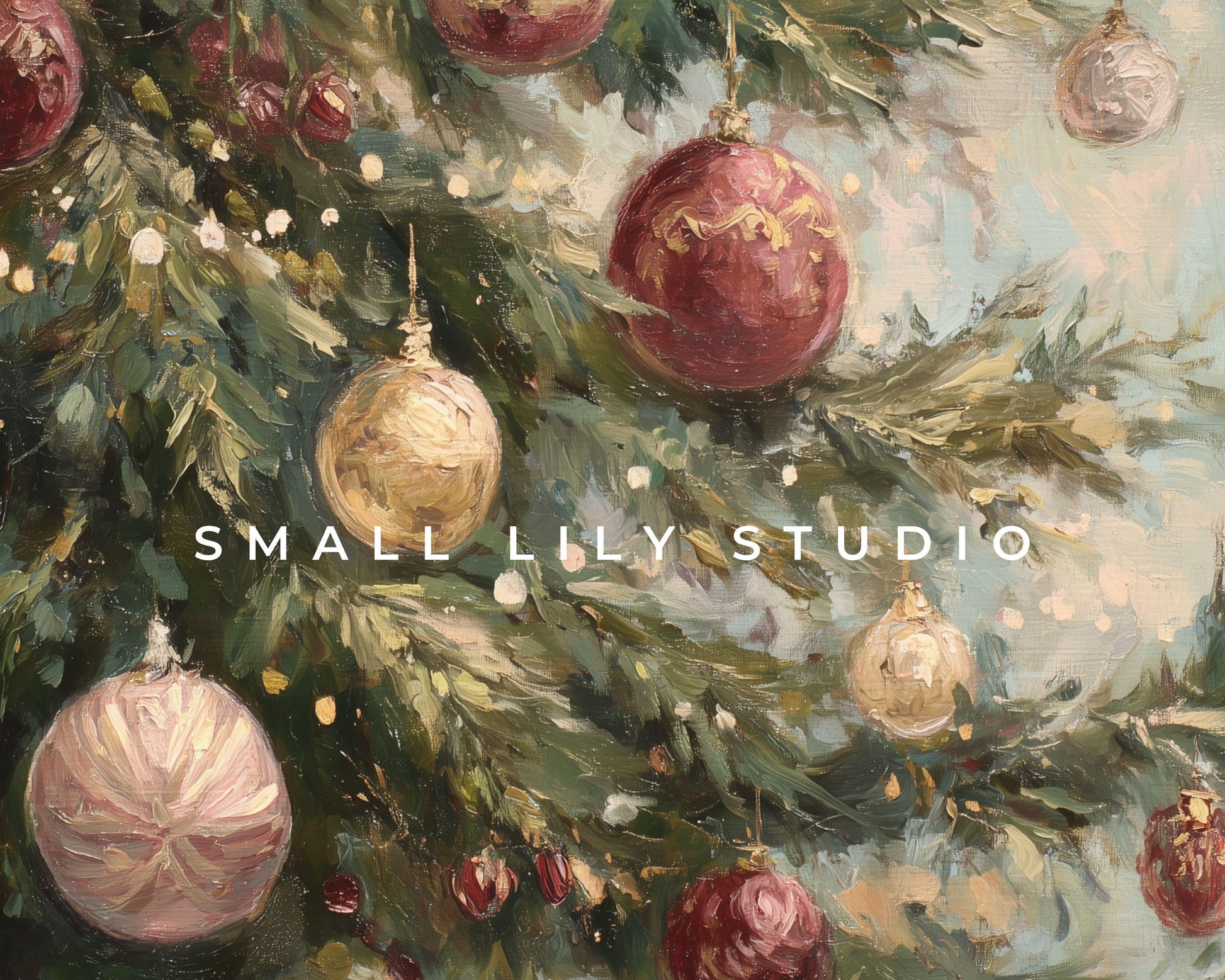 FRAME TV art Burgundy Christmas Tree, Samsung Frame TV art Festive Holiday Vintage Style Painting | TV1042