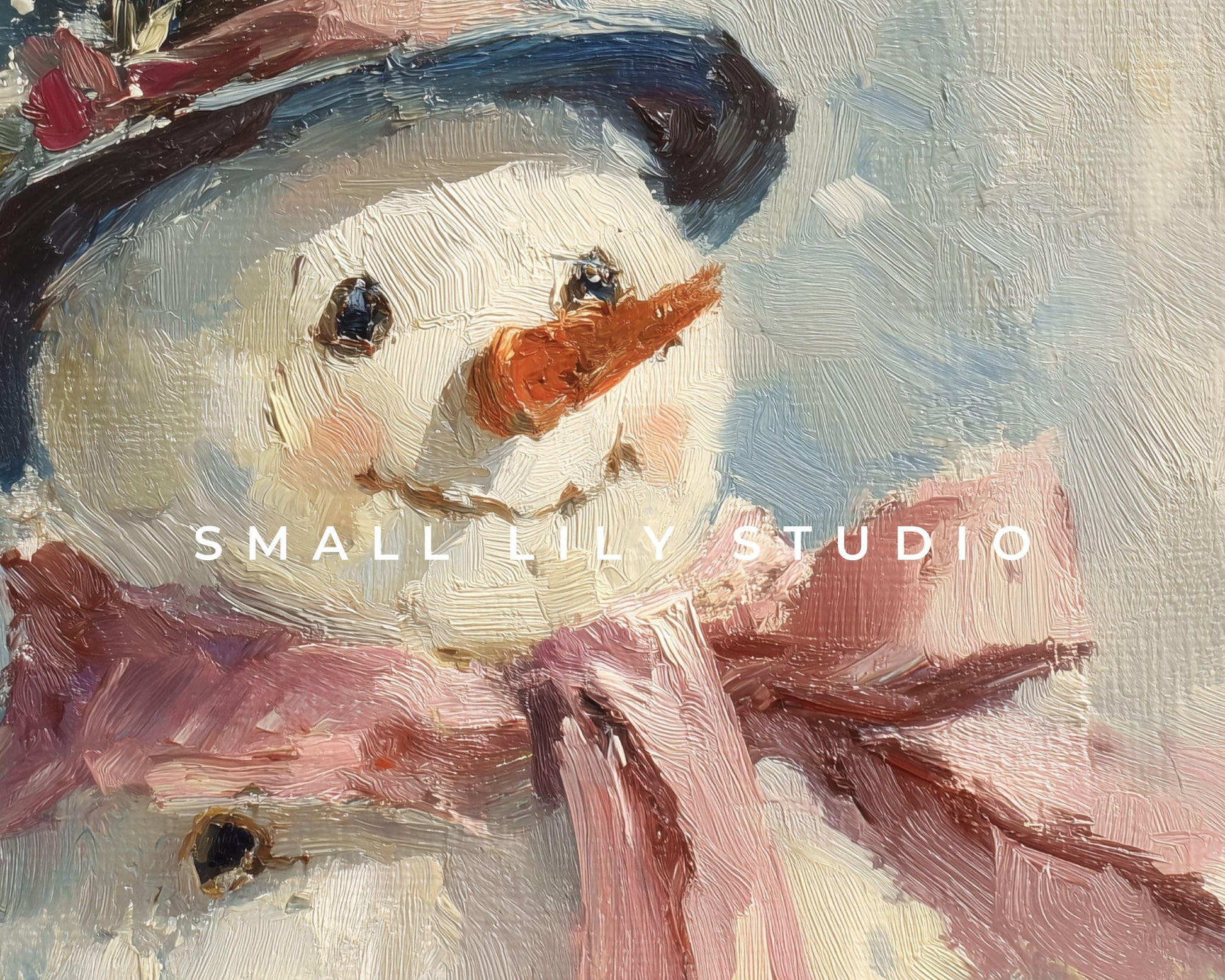 FRAME TV art Cute Snowman with Pink Bow, Samsung Frame TV art Christmas Winter Holiday Vintage Style Painting | TV1043